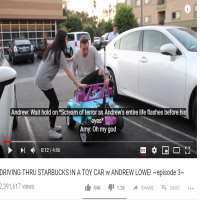 Amy OrdmanDriving Thru Starbucks in A Toy Car w Andrew Lowe (Video)