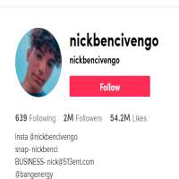 Nick BencivengoNickbencivengo (TikTok Account 2015)