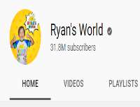 Ryan's WorldYouTube channel named 