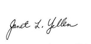 Janet Yellen Signature