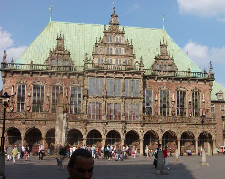 City Hall and Roland in Bremen market square