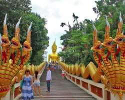 Wat Phra Khao Yai or Big Buddha Hill also attracts Wat Phra Khao Yai or Big Buddha Hill also attracts the tourists at South Pattaya. The statue is 18 meters tall and is about 100 metres above the sea l
