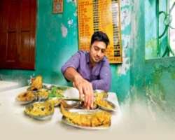 Dev eating non vegetarian food