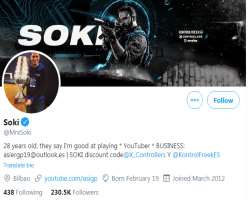 The gamer has huge popularity on twitter, as of March 2020, his Twitter account amassed with over 230,000 followers.