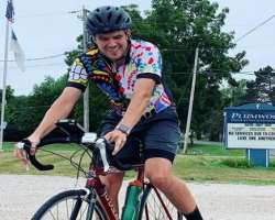 Telfer has a golden heart and rode 50 mile bike for Pelotonia cancer research.